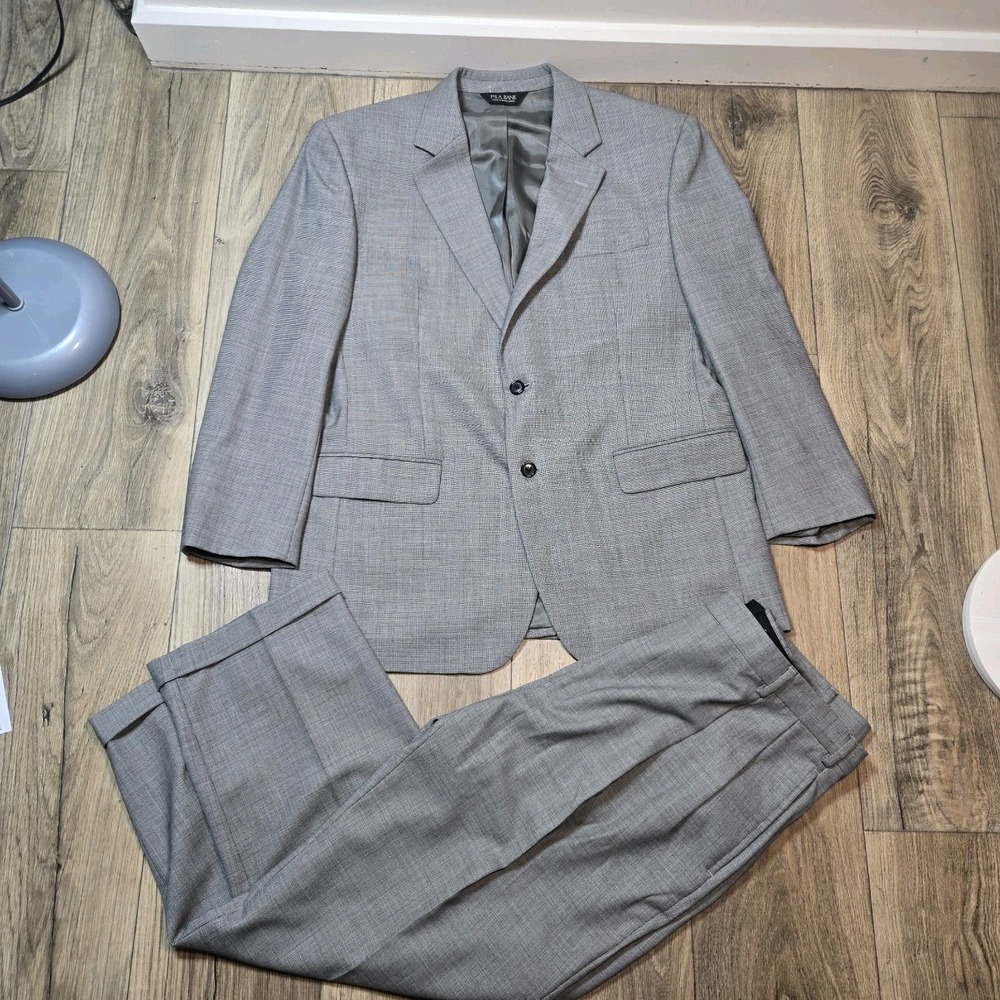 Joseph A Bank Suit 2 Piece Mens 44R Pants 39 X 29 Gray Prince Of Wales Check